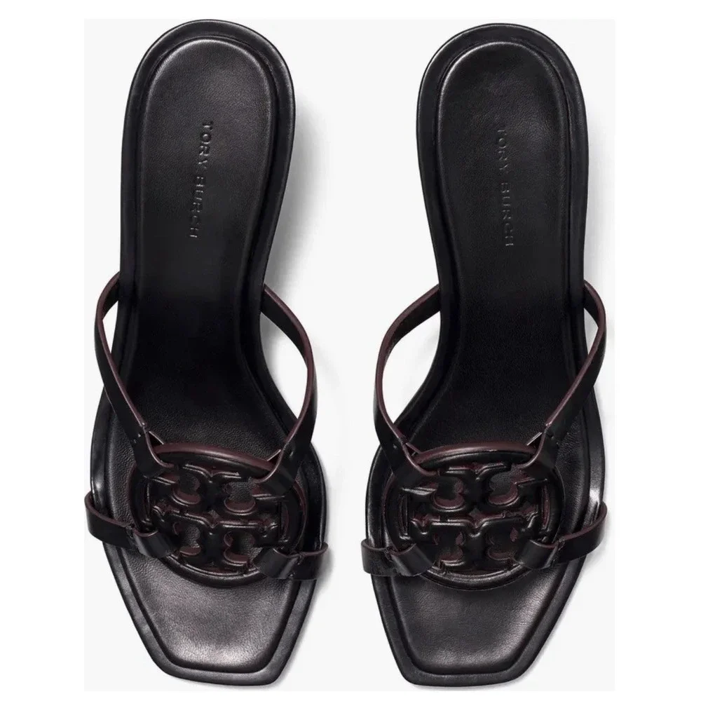 Tory Burch Bombe Miller Low Kitten Heel 55Mm Sandals Triple Black Sz-9.5 ‎ $298